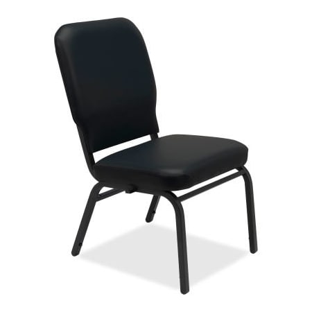 Lorell Lorell Vinyl Back/Seat Oversized Stack Chairs - Black - 2/Pack 59596